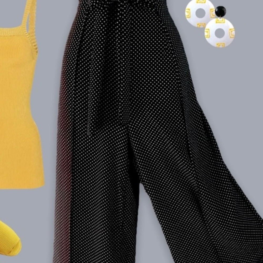 Elegant Black and White Dotted Wide Leg Pants